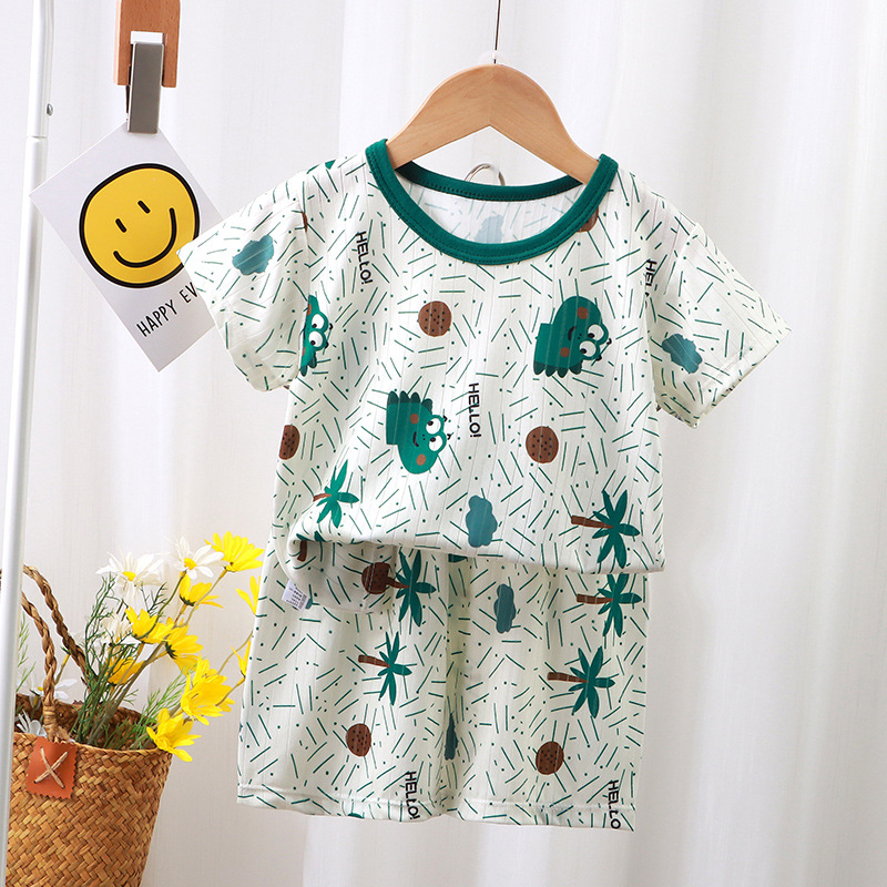 Children's summer T-shirt suit Korean style Boys' short-sleeved shorts clothes girls' short-sleeved suit thin children's clothing wholesale