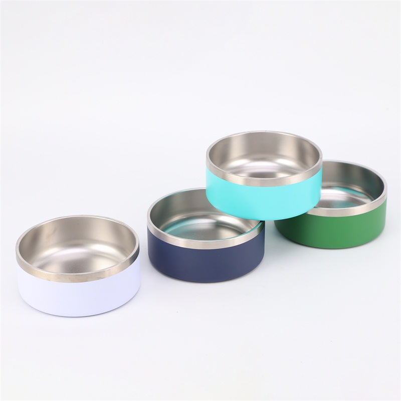 Factory wholesale stainless steel round dog basin cat basin vacuum feeding pet bowl large capacity dog food bowl feeding bowl