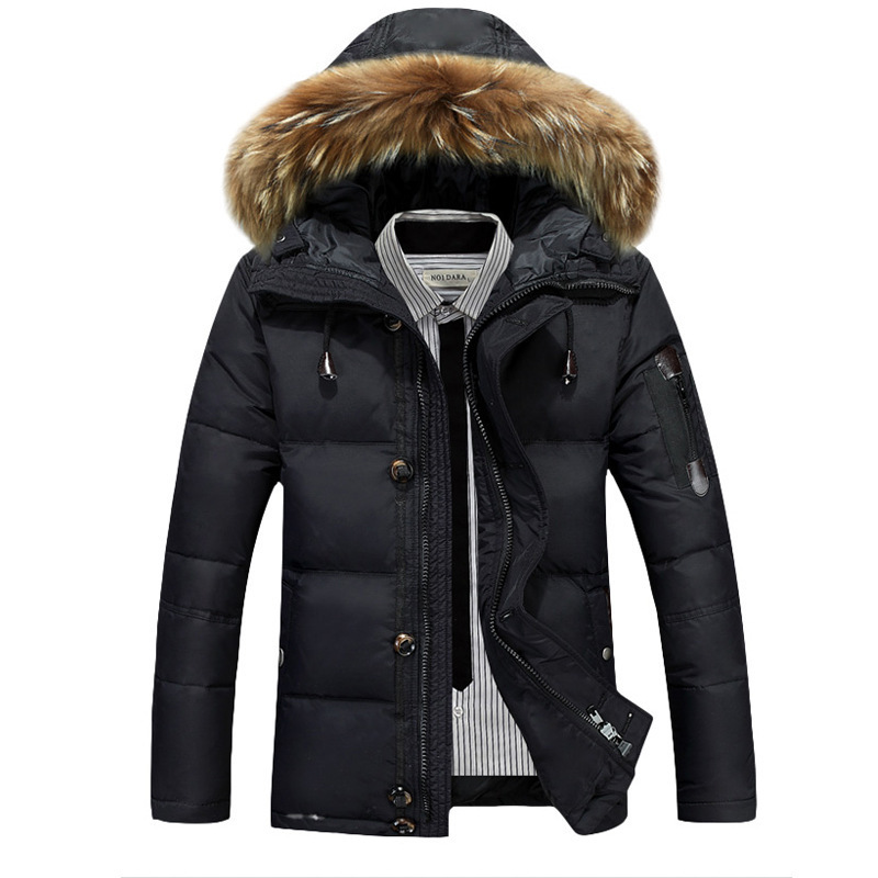 Cross-border exclusive new men's down jacket Korean-style thickened raccoon fur collar men's down jacket fashionable one-piece delivery