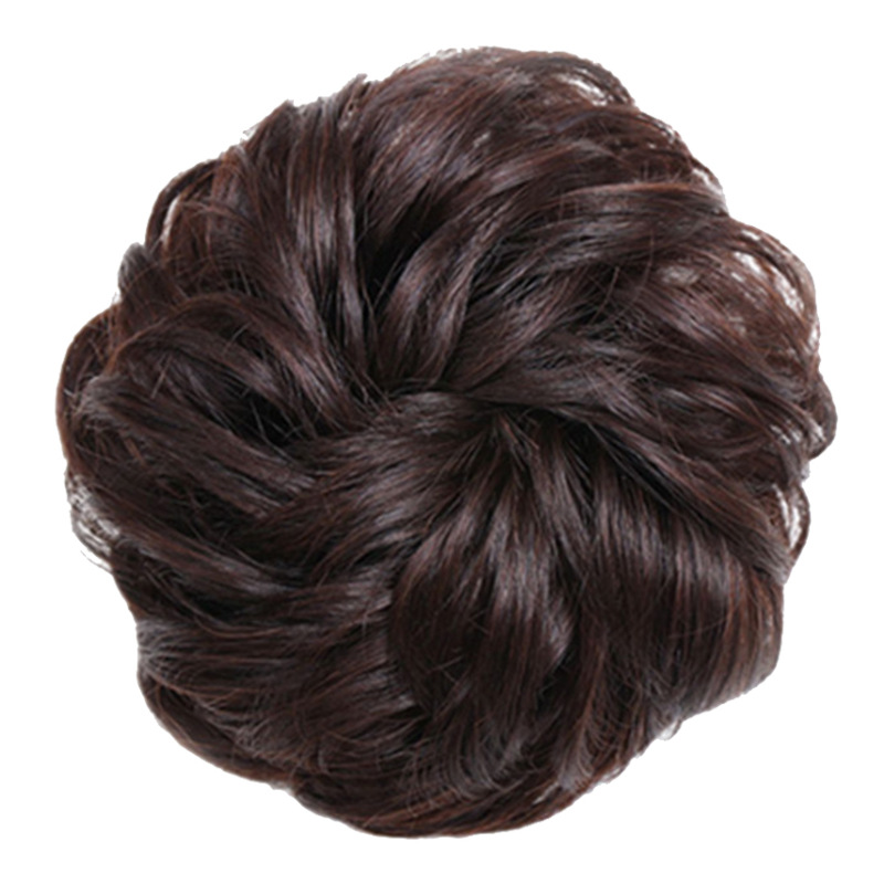 Real Hair Wig Ring Female Summer Ball Head Artifact Coil Hair Fluffy Roll Hair Ring Lazy Bud Natural Hair Ornaments Headdress Flower