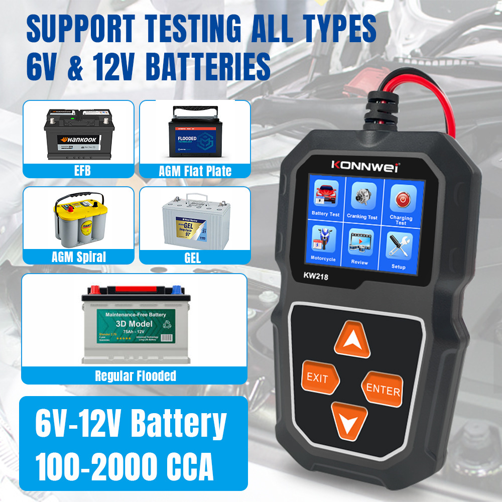 KW218 new 6V-12V car and motorcycle battery detector battery detector start battery detector