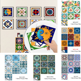 Cross-border special for mandala pattern frosted matte tile stickers kitchen bathroom renovation decoration self-adhesive wall stickers