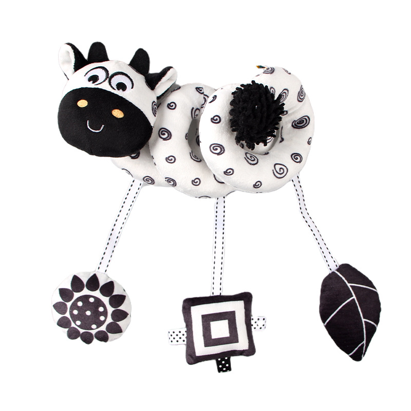 Aipinqi new early education bed winding toys baby black and white animal visual stimulation crib winding wholesale