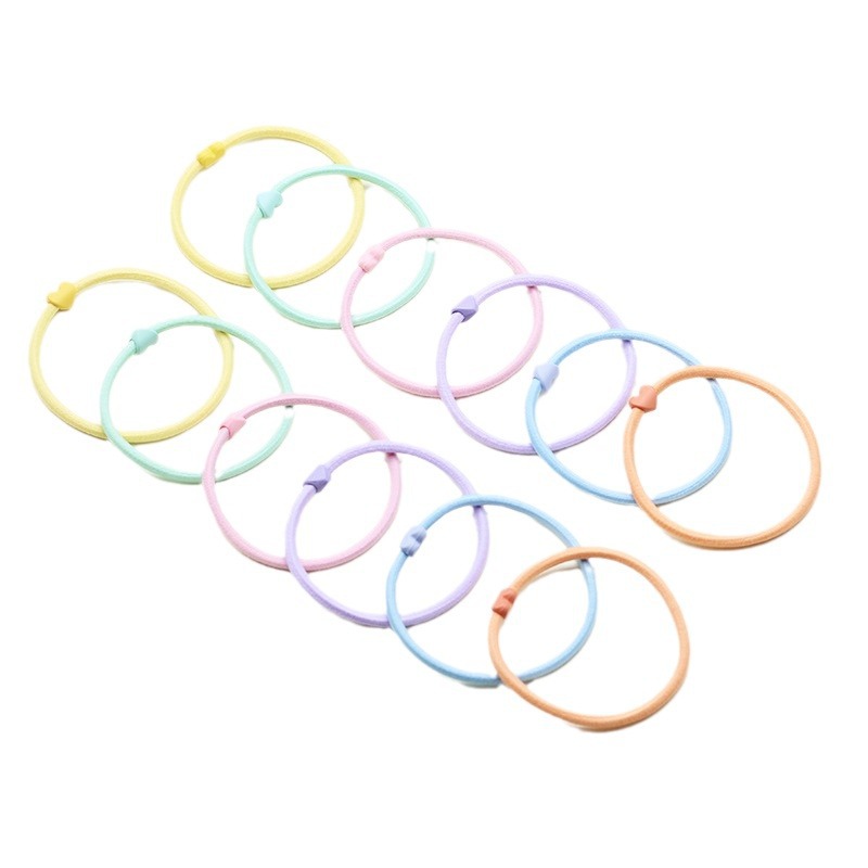 Candy color Love head rope female student hair band milk tea color hair rope cute rubber band hand rope high elastic leather case Wholesale