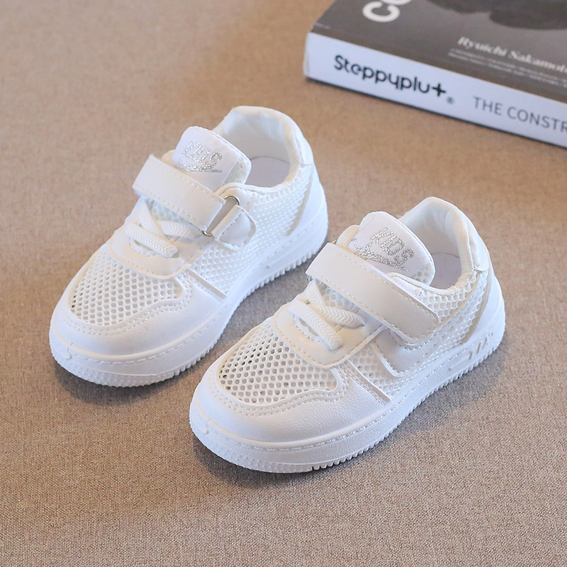 Children's White Shoes 2024 Summer Boys Sports Shoes Hollow Mesh Shoes Girls Casual Board Shoes Soft Bottom Baby Shoes