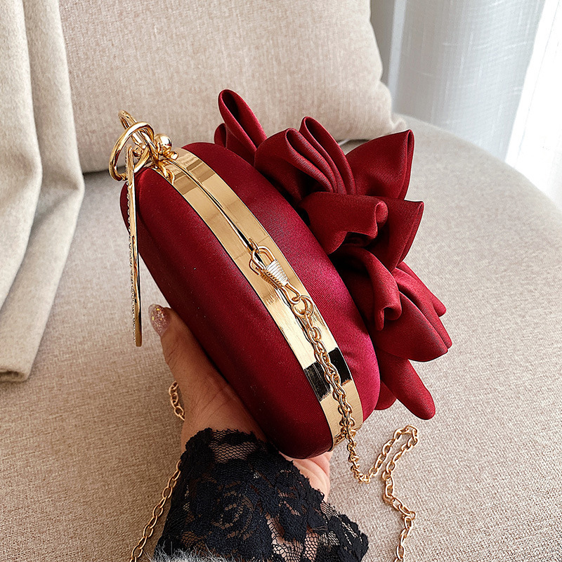2022 new women's bag sweet all-match flower bag with diamond mini round evening bag portable dress cheongsam bag for women