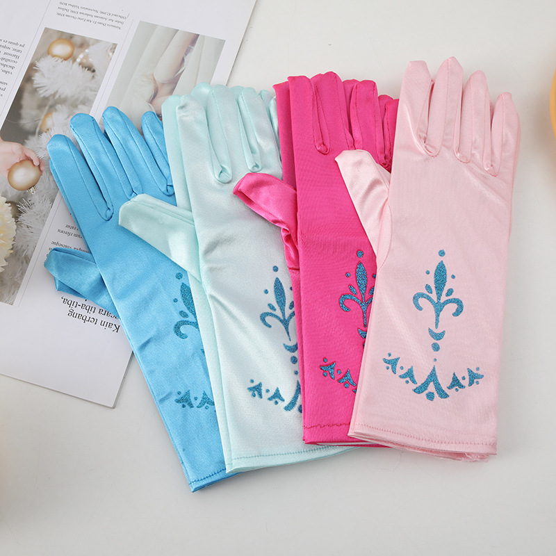 Frozen Princess Children's Printed Gloves Aisha Bow Gloves Anna Etiquette Dress Costume Matching Hand
