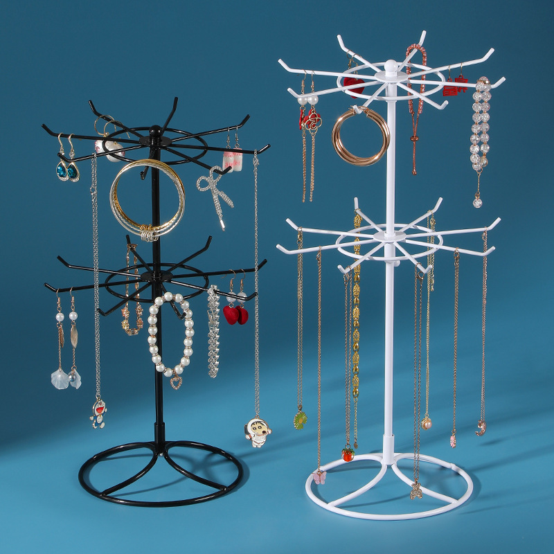 Iron double-layer jewelry rack necklace display rack bracelet bracelet hanging rack hair accessories earrings jewelry rack jewelry storage rack