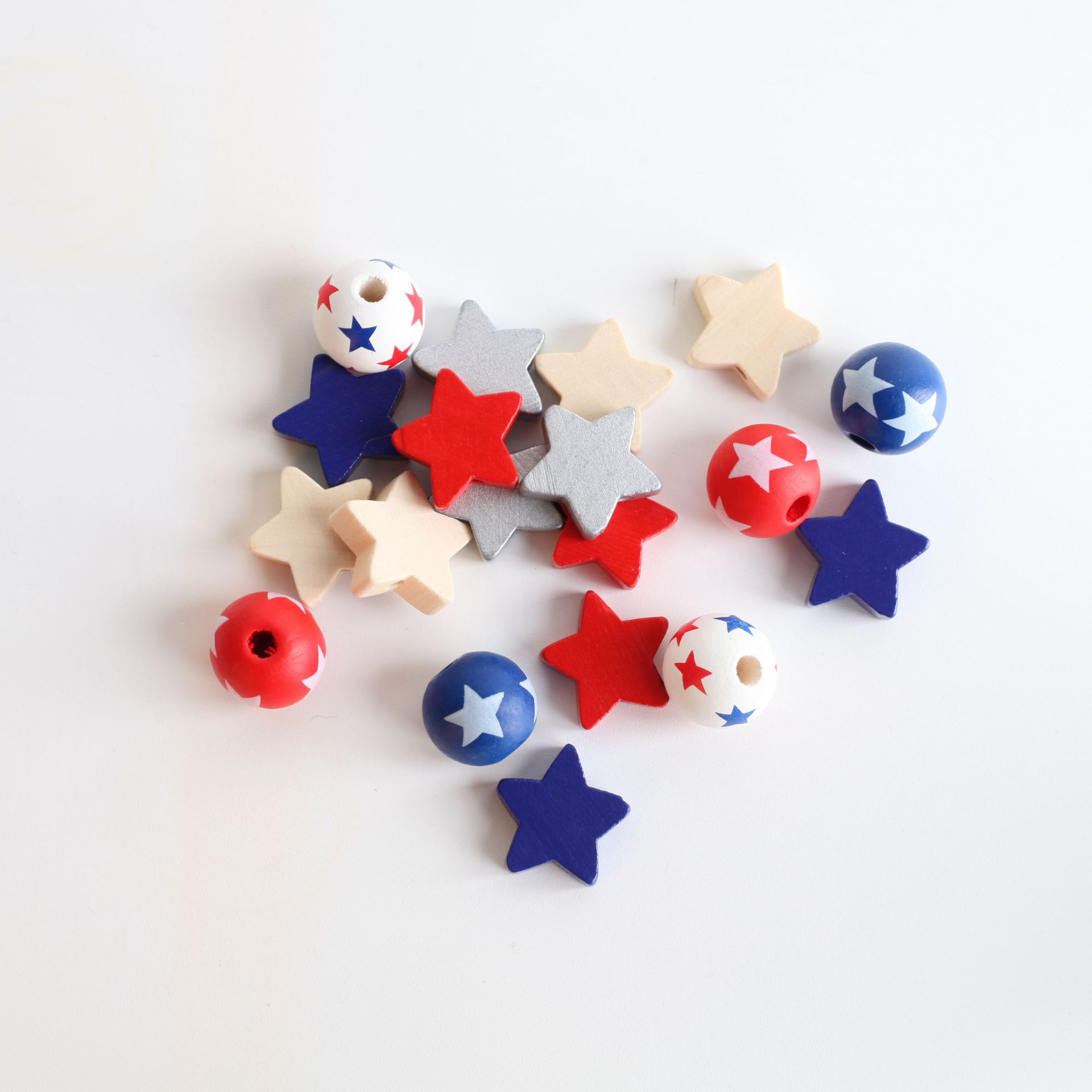 DJ Source Factory Independence Day Color Wooden Beads Hemp Rope Tassel Wooden Beads DIY Accessories 2023.2 New Products