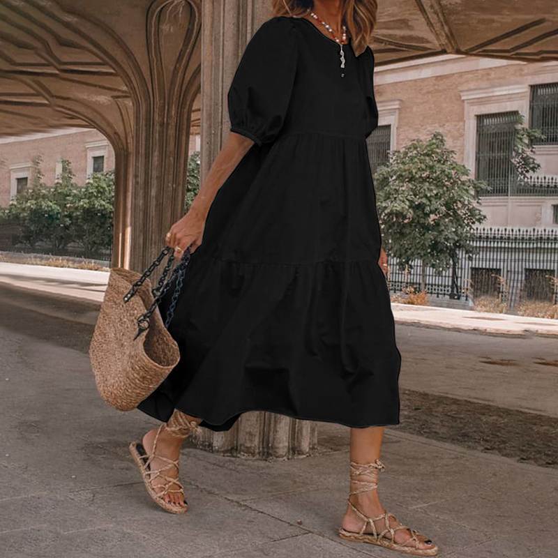 Amazon New Arrival Retro Summer Dress Hot Sale Hot Style Sun Dress Women Casual Bohemian Beach Dress