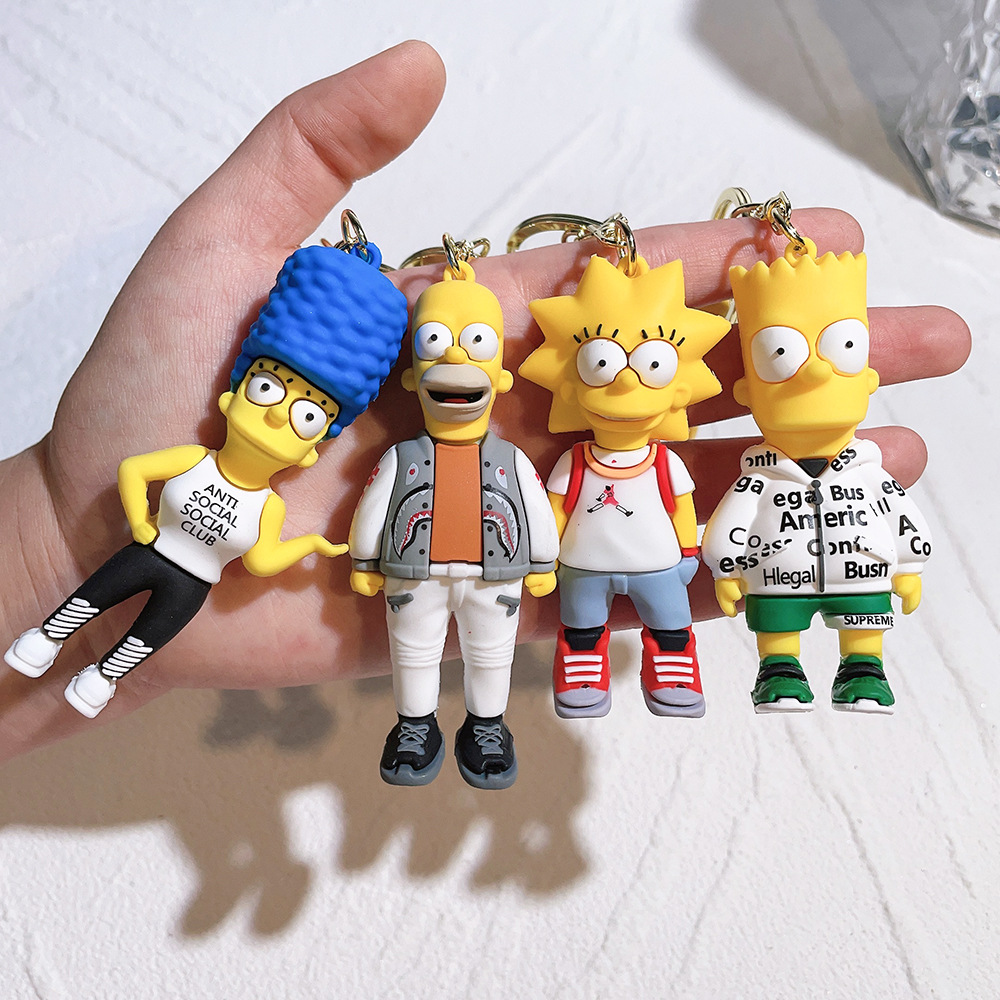 12 Simpson Cartoon Silicone Key Chain Doll Cute Pendant Toy Bag Pendant Keychain Small Jewelry