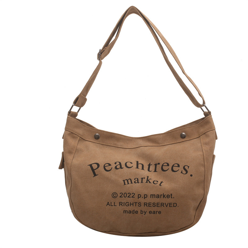 Letter canvas bag for women 2022 new all-match tote bag student class messenger bag large capacity shoulder bag fashion