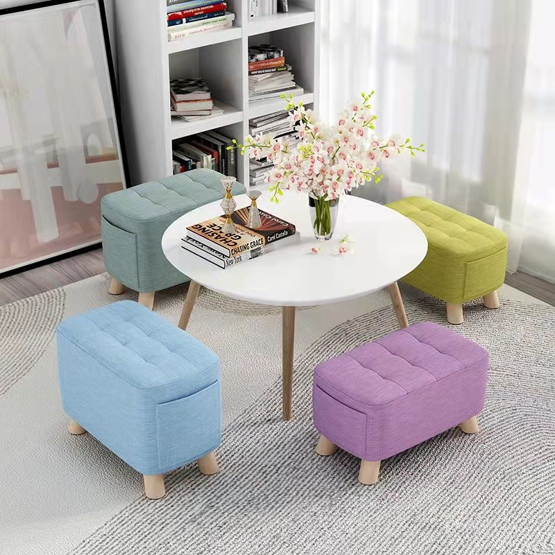 Factory Supply Household Fabric Small Stool Household Living Room Bedroom Baby Stool Shopping Mall Shoe Changing Low Foot Small Bench