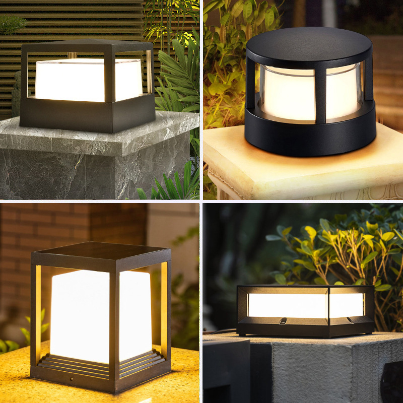 LED solar outdoor pillar lamp courtyard lawn lamp fence pillar small lamp waterproof garden villa landscape lamp