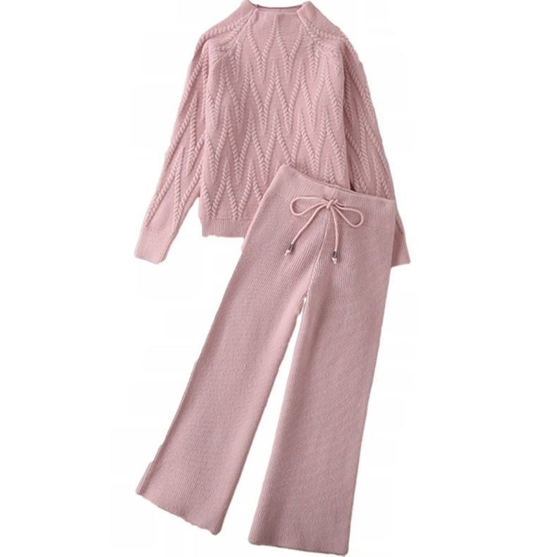 2023 Autumn New Korean style style socialite fashion Western style knitted wool wide-leg pants two-piece set suit_voghion.com