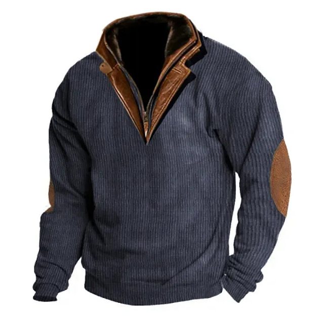 European and American cross-border stand collar men's sweater autumn and winter warm loose solid color outdoor warm breathable tactical men's top