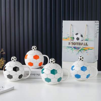 High Beauty Value World Cup Football Cup Ceramic Cup with Lid Sports Souvenir Planet Cup Water Cup Mug Accompanying Ceremony