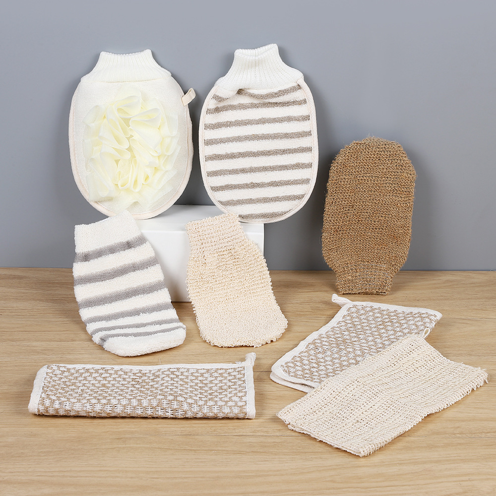 Home bathroom bath jute bath gloves point hemp back rub mud pull back strip double-sided sisal bath towel wholesale