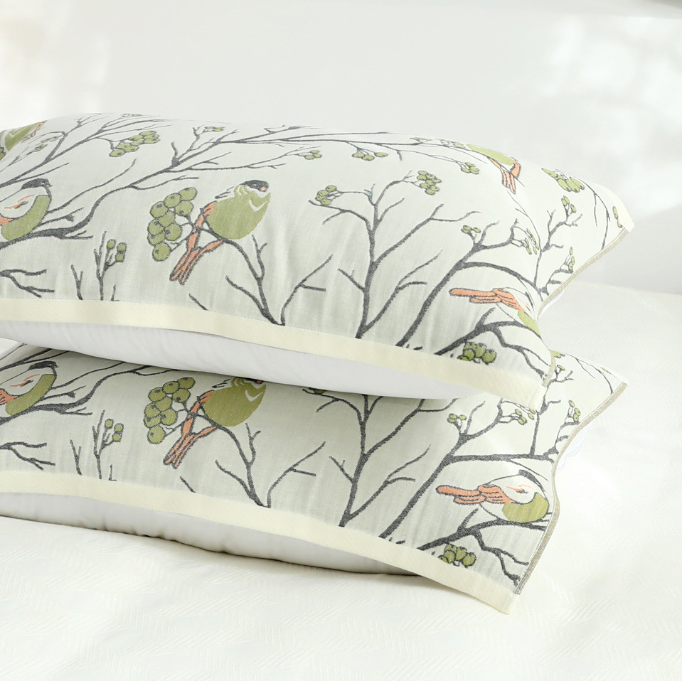 Summer pure cotton gauze six-layer pillow scarf simple Japanese style fresh single pillow towel European style couple cover towel generation hair