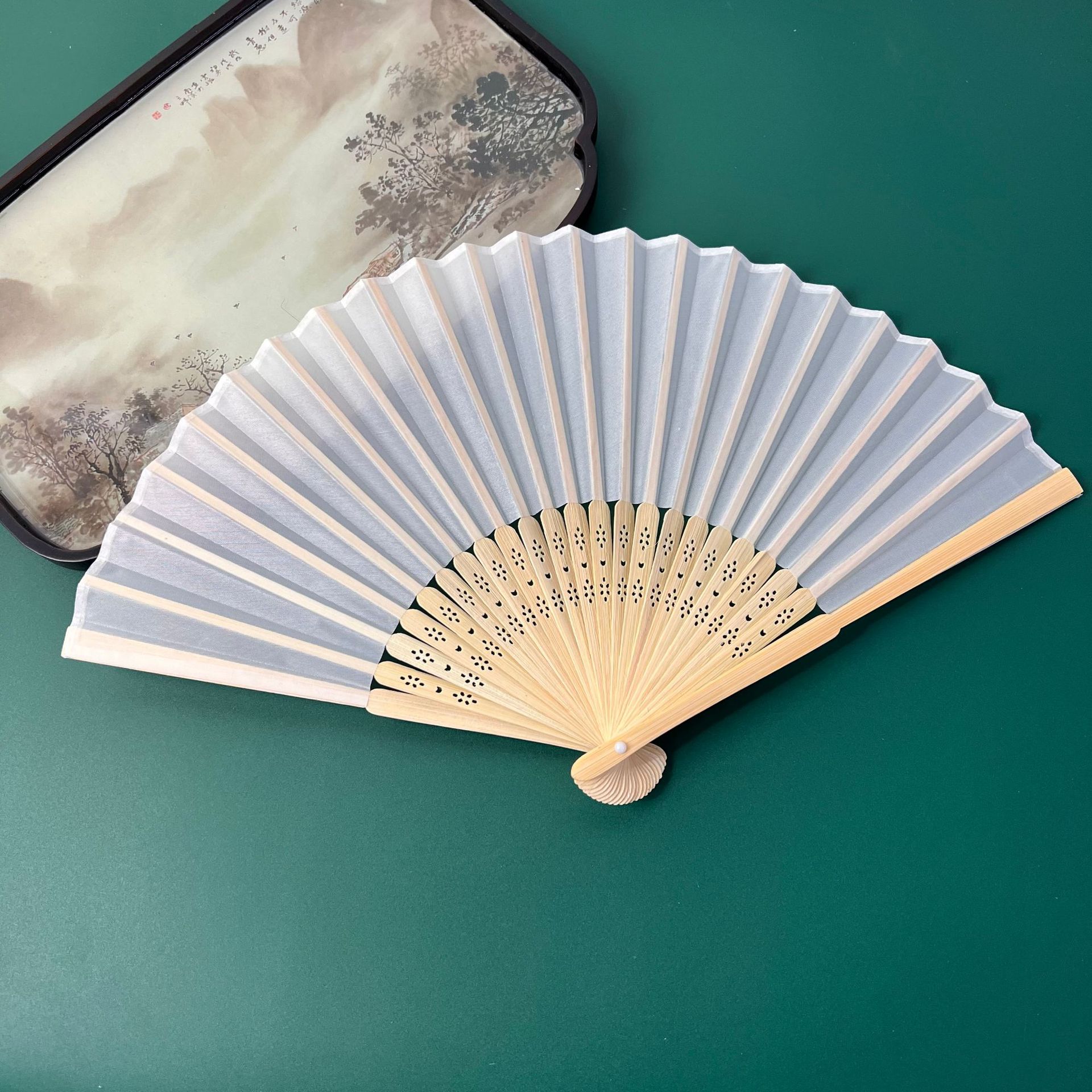 Color paper fan blank folding fan children's painting fan diy handmade preschool education supplies painted plain Amazon