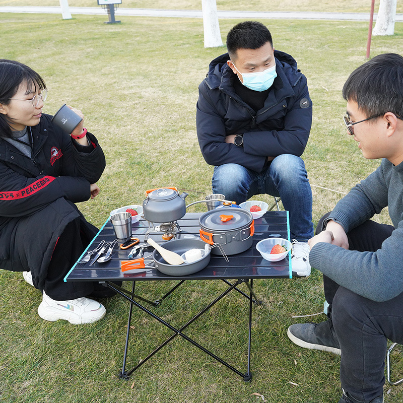Outdoor Teapot Set Pot with Tableware Set Pot Combination Alumina Portable Camping Set Pot Teapot AT6384-1