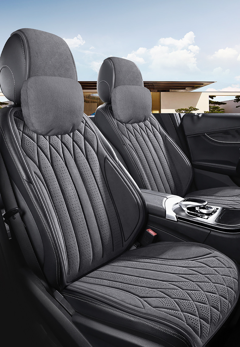 Cojín de asiento de automóvil de una pieza, alfombrilla para asiento individual, cojín universal para asiento trasero de automóvil Four Seasons, alfombrilla para automóvil con patrón de diamantes y ventilación_voghion.com