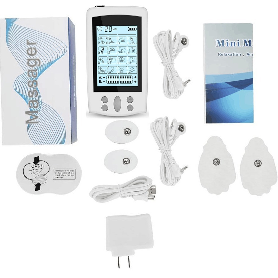 Pearl white double 16 model new multifunctional TENS massager EMS low frequency acupuncture pulse massager