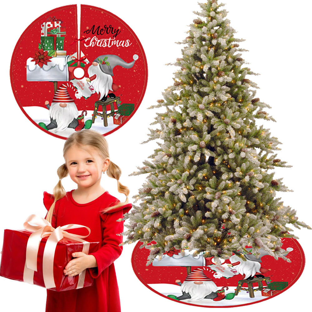 Christmas decorations cartoon printed cute pattern 90CM doll tree skirt Christmas tree bottom apron dress