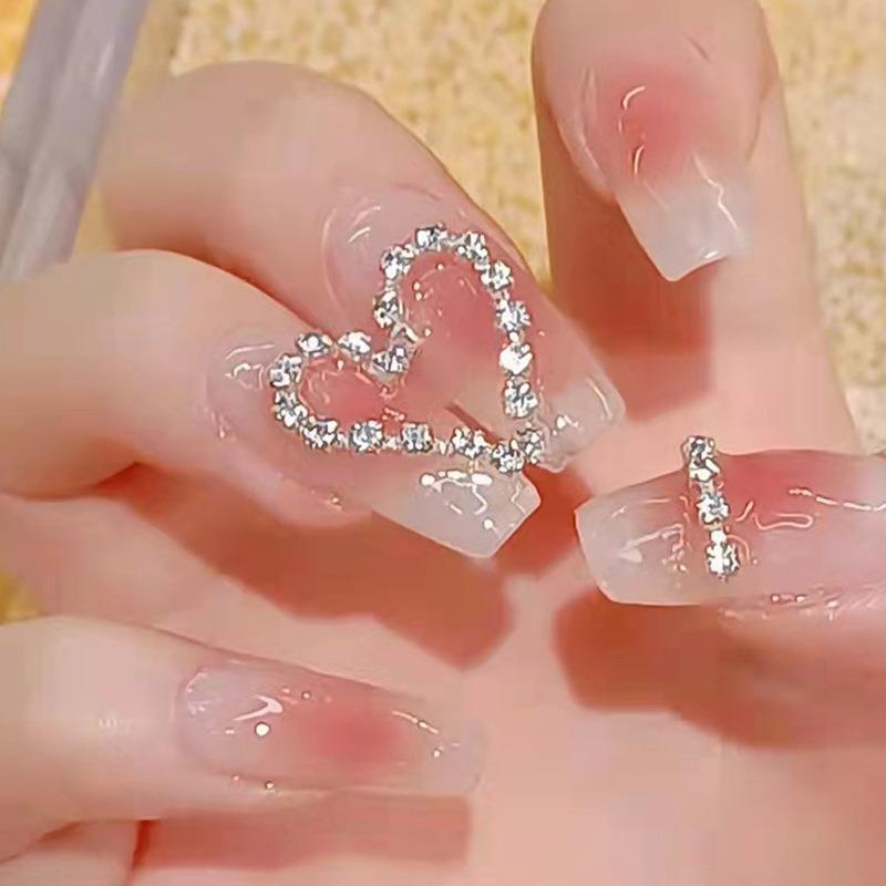 Wearing nail patch blush nail Net Red love spell drill fake nail stick wearable nail long nail wholesale