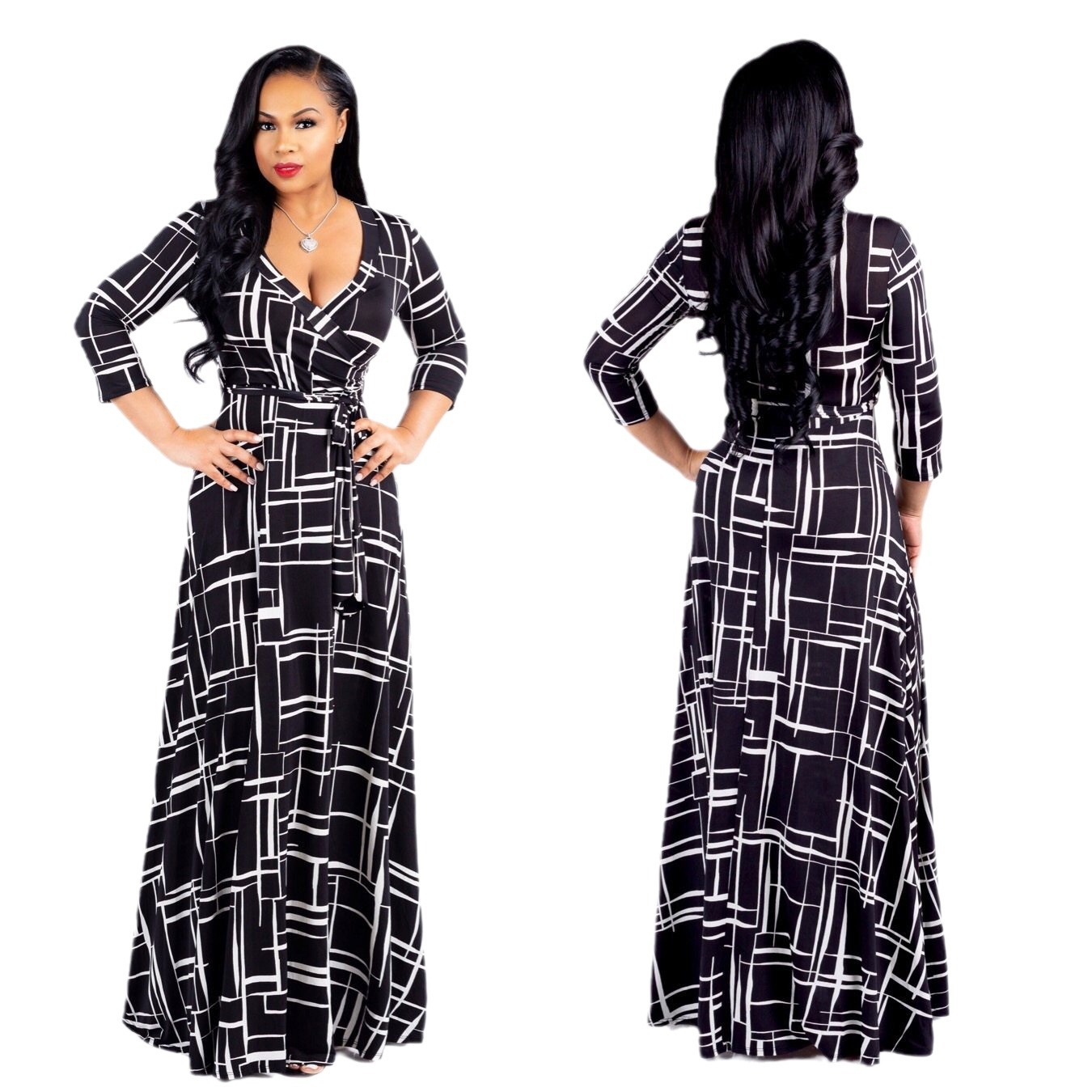 Amazon classic popular standard code sexy fashion digital printing European and American fashion style large swing skirt dress