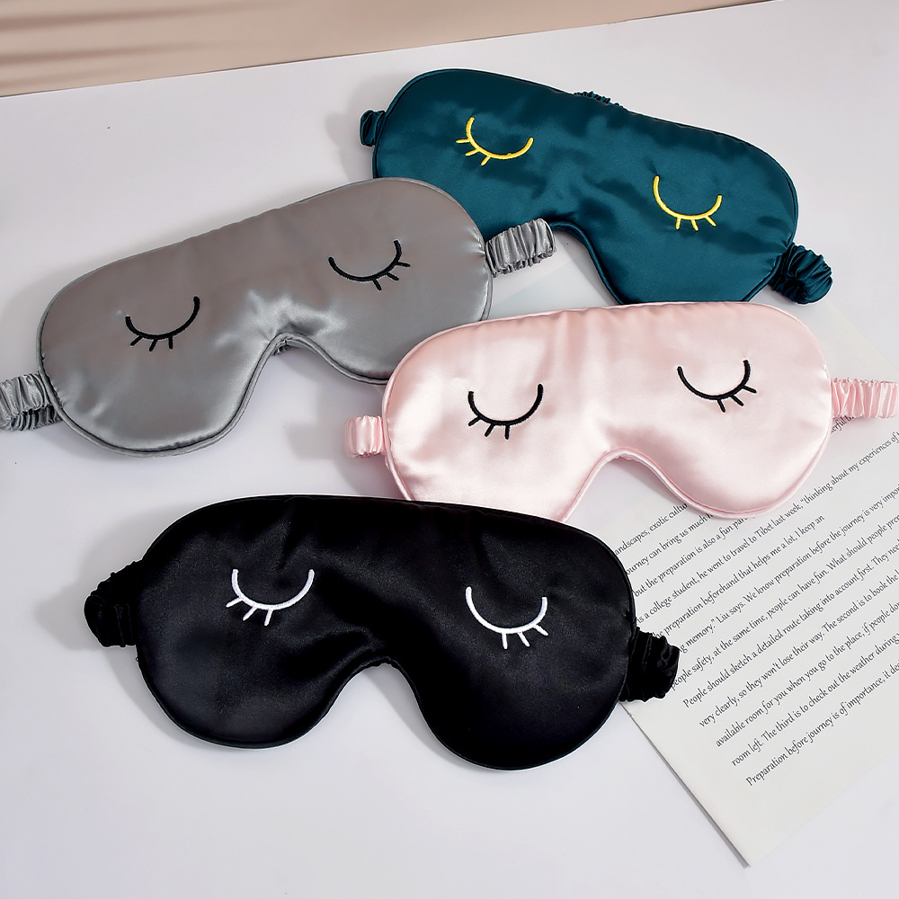Cross-Border double-sided artificial silk embroidery eyelash eye mask relieve eye fatigue shading sleep eye mask in stock wholesale