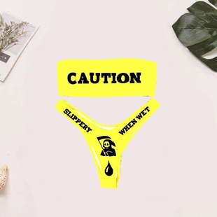 New Funny European and American Foreign Trade Bikini Offset Sexy Curve Skull Strapless Swimsuit for Women
