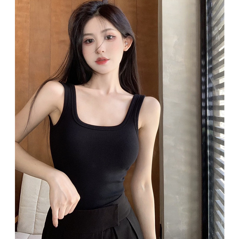 2896# pure hot girl irregular all-match beauty back camisole women's summer wear with chest pad inside and outside slim fit