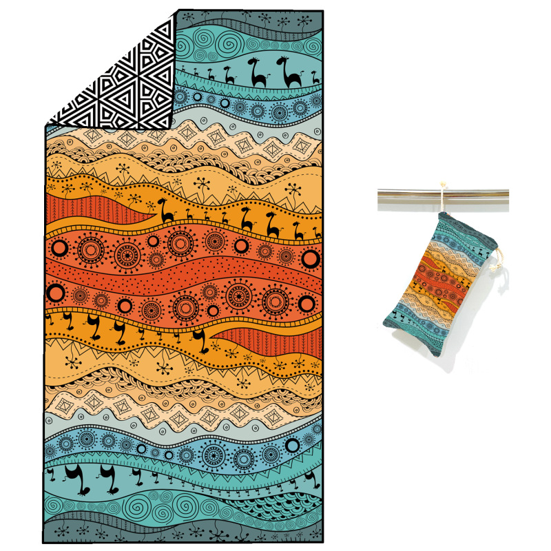 Spot Amazon hot selling quick-drying double-sided velvet beach towel sand free matching bag swimming bath towel