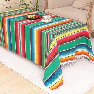 Spot Mexican Style Blanket Mexican Party Tablecloth Table Runner Woven Tablecloth Tassel Blanket Beach Blanket Sand