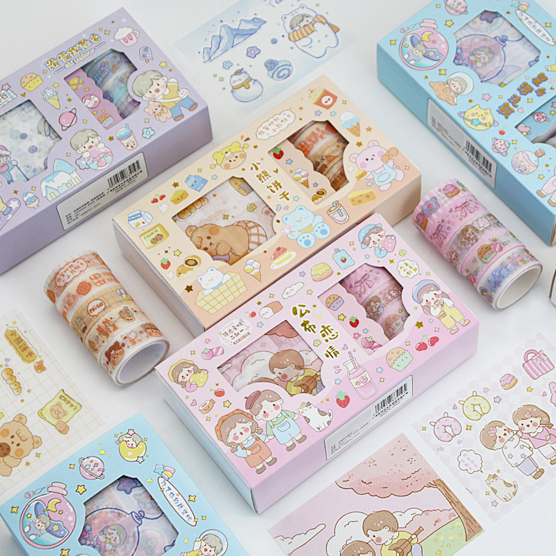Sticker Tape Handmade Notebook Gift Set Cute Fresh Girl Diary DIY Decoration Material
