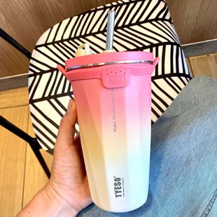 Taishuo ice cream cup vacuum Cup men's and girls' high-looking 304 stainless steel coffee water Cup portable with straw