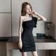 Red dress women's 2023 new summer fashion slant shoulder off-shoulder temperament socialite dress