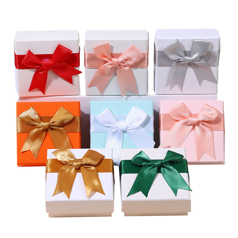 Jewelry Box Jewelry Gift Box Jewelry Packaging Box Ring Bow Carton Necklace Box Spot Wholesale