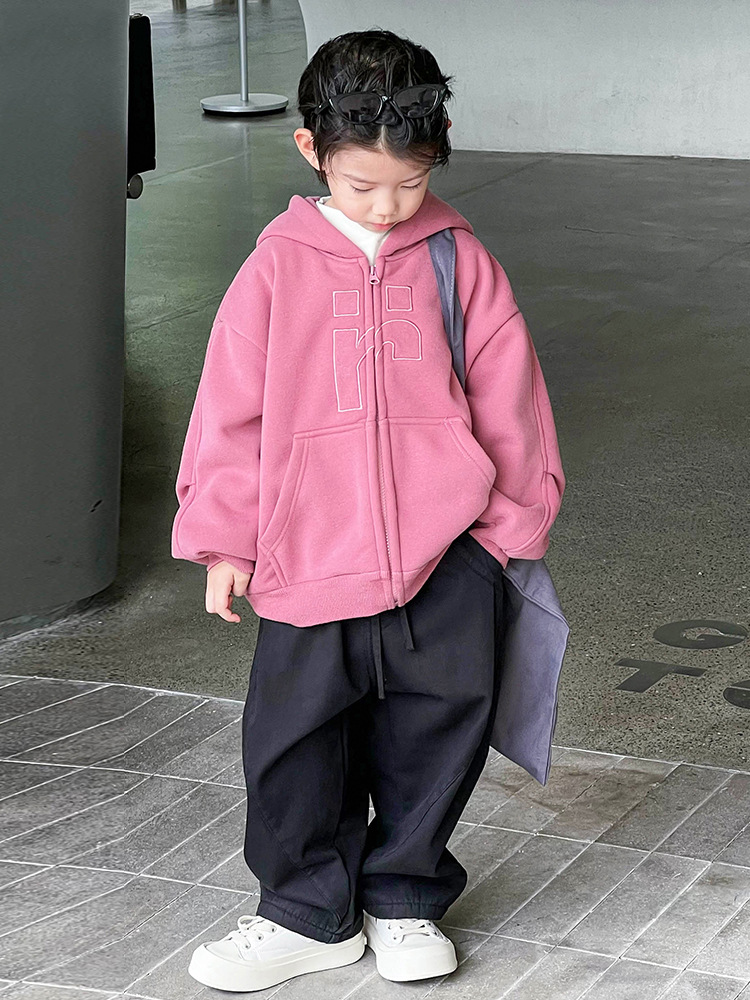 兒童秋冬裝男童加絨外套寶寶連帽衛衣開衫2023新款小男孩加厚上衣