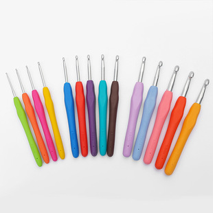 Household Handmade DIY Knitted Solid Crochet TPR Silicone Soft Handle Single Hook Hook Wool Wrap Metal Aluminum Crochet