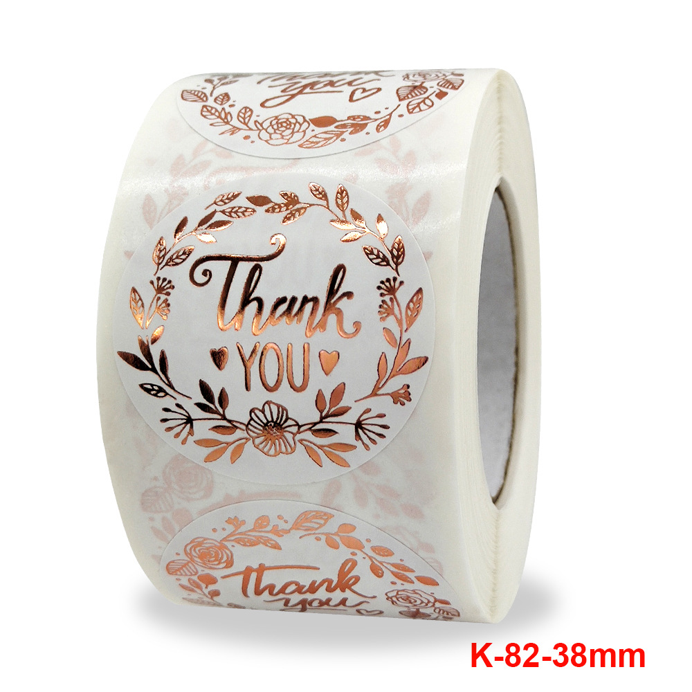 New Rolls Thank You Flower Hot Rose Gold Sticker Business Gift Wedding Decoration Sticker