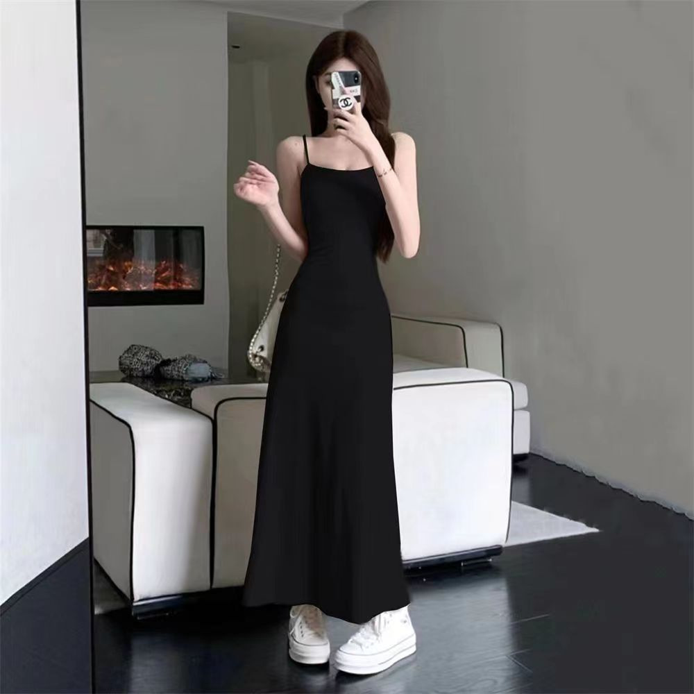 Spice Girls Elastic Sling dress Children's Summer 2024 New Waist Slimming Off-Shoulder Inner Base Dress
