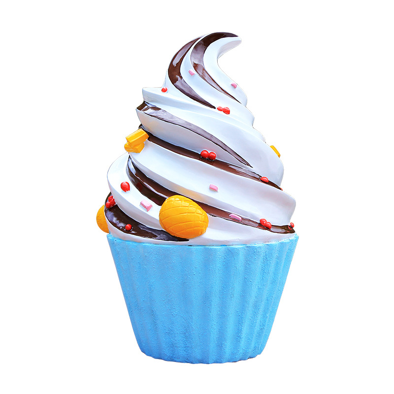 Simulation glass fiber reinforced plastic ice cream sculpture Ice Cream Donut Donut milk tea Net red shop outdoor decorative ornaments