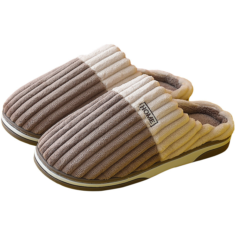 Cotton Slippers Autumn and Winter Women's Home Indoor Warm Non-slip Thick Bottom Household Plush Home Winter Maomao Slippers for Men