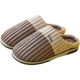 Home cotton slippers women's winter large size indoor wool slippers men's striped plush warm cotton slippers men's wholesale