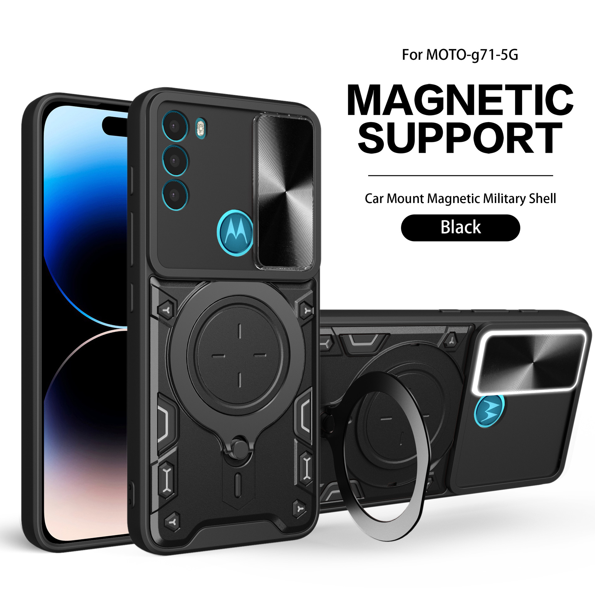 適用MOTO G84家尚推窗手機殼來電閃EDGE40旋轉支架車載磁吸保護套