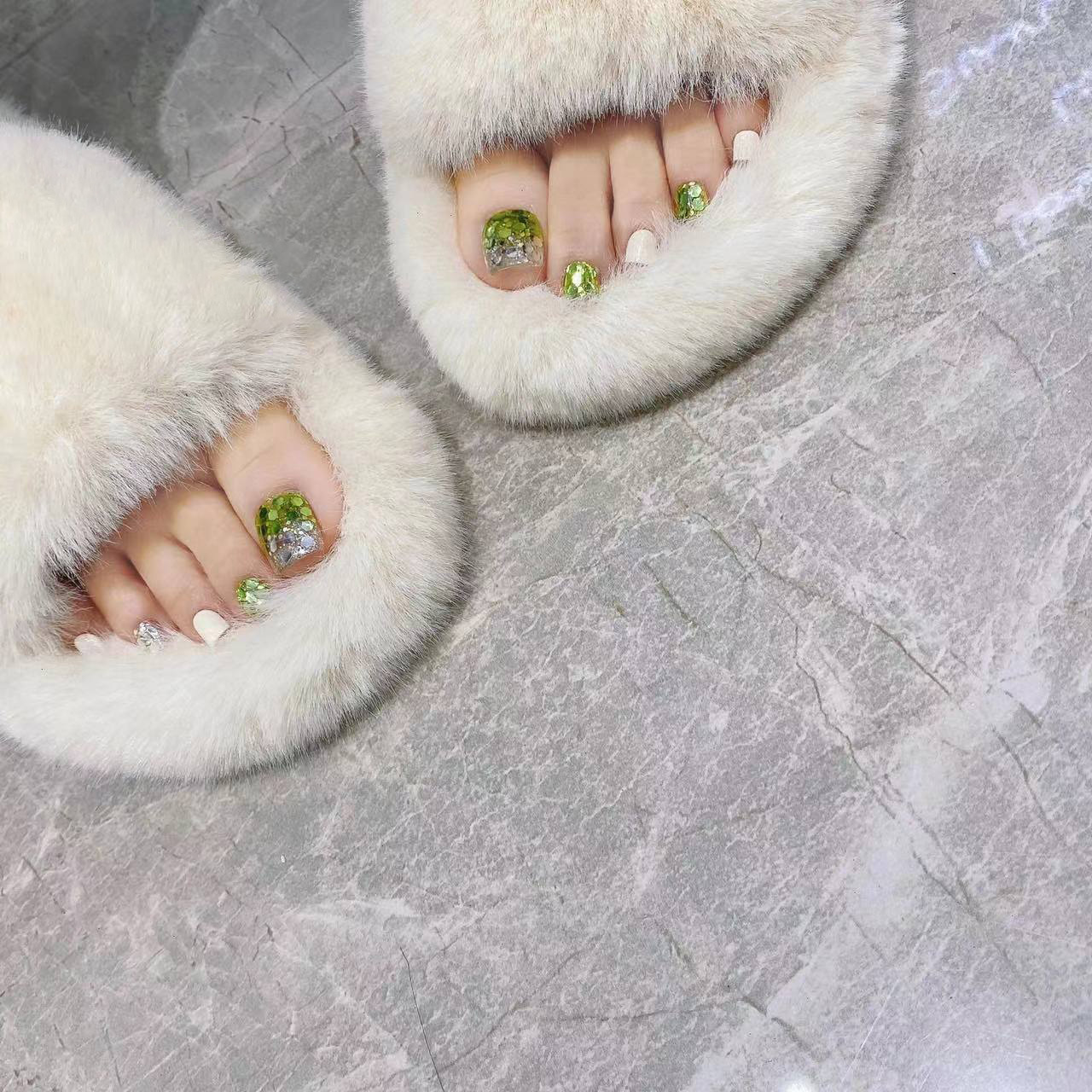 Internet Celebrity Korean Large Sequins Shining Nail Art Jewelry Fresh Fruit Green Mermaid Ji Fine Glitter Patch Nail Accessories
