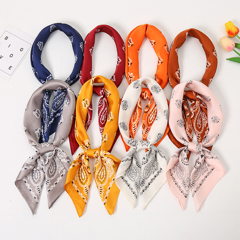 New style cashew nut printed fashion commuter small silk scarf spring and autumn Joker Korean headscarf professional women's scarf wholesale