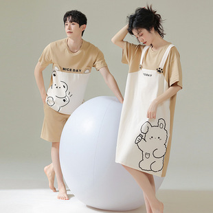Couple pajamas men's summer cotton short-sleeved Internet celebrity cute bear cartoon new nightdress women's home wear summer suit